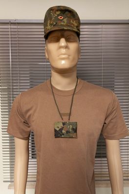 Tasche und Halskettenschutz für die Bundeswehr Erkennungsmarke Flecktarn, 2 Varianten