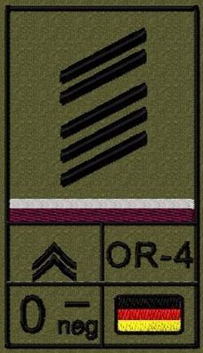 Bundeswehr Rangabzeichen Klett m. Bordeauxer Litze, Blutgruppe, Oberstabsgefreiter OA