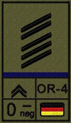 Bundeswehr Rangabzeichen Klett mit Dunkelblauer Litze, Blutgruppe, Oberstabsgefreiter