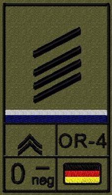 Bundeswehr Rangabzeichen Klett mit Dunkelblauer Litze, Blutgruppe, Stabsgefreiter OA