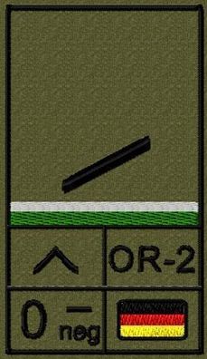 Bundeswehr Rangabzeichen Klett mit Grüner Litze, Blutgruppe, Gefreiter OA
