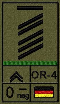Bundeswehr Rangabzeichen Klett mit Grüner Litze, Blutgruppe, Oberstabsgefreiter UA
