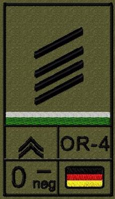 Bundeswehr Rangabzeichen Klett mit Grüner Litze, Blutgruppe, Stabsgefreiter OA