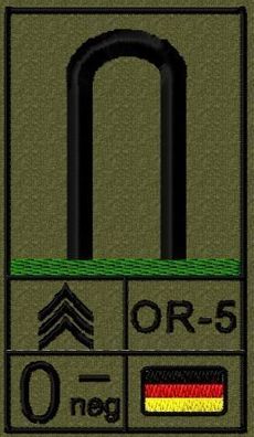 Bundeswehr Rangabzeichen Klett mit Grüner Litze, Blutgruppe, Unteroffizier
