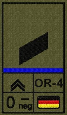 Bundeswehr Rangabzeichen Klett mit Mittelblauer Litze, Blutgruppe, Korporal