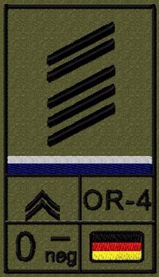 Bundeswehr Rangabzeichen Klett, Dunkelblauer Litze, Blutgruppe, Oberstabsgefreiter OA
