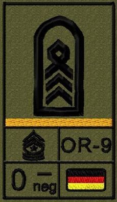 Bundeswehr Rangabzeichen Klett, Goldgelber Litze, Blutgruppe, Oberstabsfeldwebel