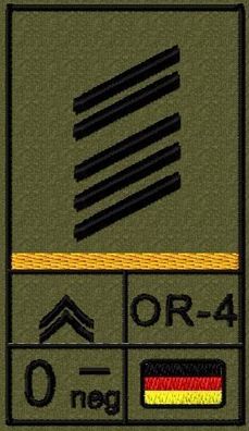 Bundeswehr Rangabzeichen Klett, Goldgelber Litze, Blutgruppe, Oberstabsgefreiter