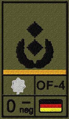 Bundeswehr Rangabzeichen Klett, Goldgelber Litze, Blutgruppe, Oberstleutnant