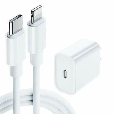 Original Apple iPhone 12 Pro Max 20W USB-C Ladegerät + 1m Usb-C Lightning Kabel