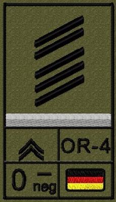 Bundeswehr Rangabzeichen Klett, Graue Litze, Blutgruppe, Oberstabsgefreiter OA