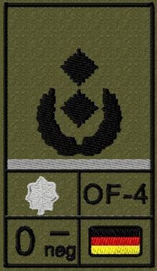 Bundeswehr Rangabzeichen Klett, Graue Litze, Blutgruppe, Oberstleutnant
