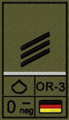 Bundeswehr Rangabzeichen mit NATO Rangcode und Blutgruppe, Heer, Hauptgefreiter OA
