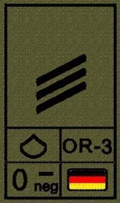 Bundeswehr Rangabzeichen mit NATO Rangcode und Blutgruppe, Heer, Hauptgefreiter
