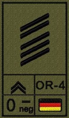 Bundeswehr Rangabzeichen mit NATO Rangcode und Blutgruppe, Heer, Oberstabsgefreiter