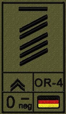Bundeswehr Rangabzeichen m. NATO Rangcode und Blutgruppe, Heer, Oberstabsgefreiter UA
