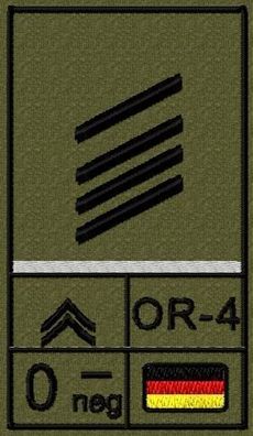 Bundeswehr Rangabzeichen mit NATO Rangcode und Blutgruppe, Heer, Stabsgefreiter OA
