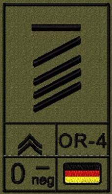 Bundeswehr Rangabzeichen mit NATO Rangcode und Blutgruppe, Heer, Stabsgefreiter UA