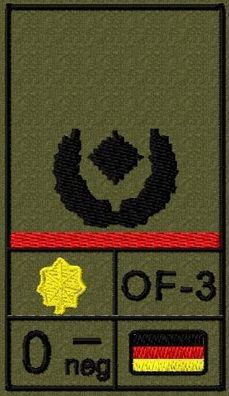 Bundeswehr Rangabzeichen Klett, Hochrote Litze, Blutgruppe, Major