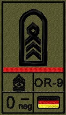 Bundeswehr Rangabzeichen Klett, Hochrote Litze, Blutgruppe, Oberstabsfeldwebel