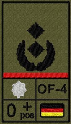 Bundeswehr Rangabzeichen Klett, Hochrote Litze, Blutgruppe, Oberstleutnant