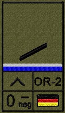 Bundeswehr Rangabzeichen Klett, Mittelblaue Litze, Blutgruppe, Gefreiter OA