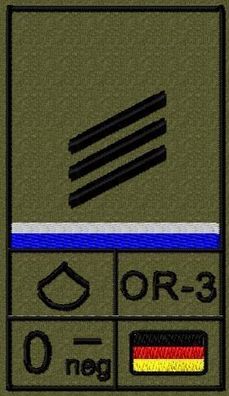 Bundeswehr Rangabzeichen Klett, Mittelblaue Litze, Blutgruppe, Hauptgefreiter OA