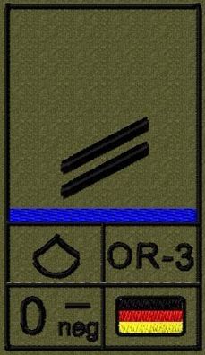Bundeswehr Rangabzeichen Klett, Mittelblaue Litze, Blutgruppe, Obergefreiter