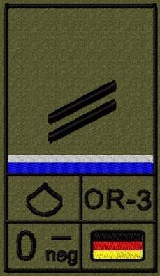 Bundeswehr Rangabzeichen Klett, Mittelblaue Litze, Blutgruppe, Obergefreiter OA