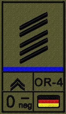 Bundeswehr Rangabzeichen Klett, Mittelblaue Litze, Blutgruppe, Oberstabsgefreiter