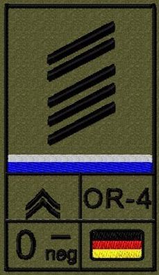 Bundeswehr Rangabzeichen Klett, Mittelblaue Litze, Blutgruppe, Oberstabsgefreiter OA