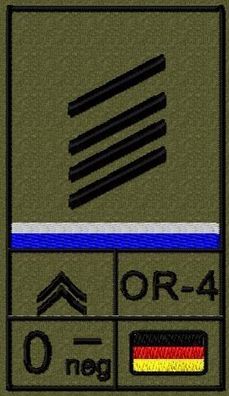 Bundeswehr Rangabzeichen Klett, Mittelblaue Litze, Blutgruppe, Stabsgefreiter OA