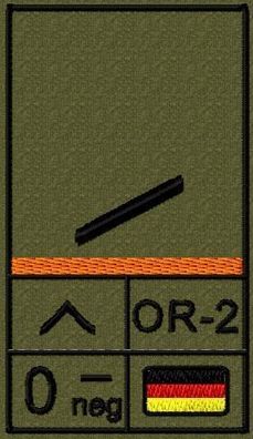 Bundeswehr Rangabzeichen Klett, Orange Litze, Blutgruppe, Gefreiter