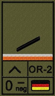 Bundeswehr Rangabzeichen Klett, Orange Litze, Blutgruppe, Gefreiter OA