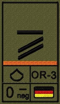 Bundeswehr Rangabzeichen Klett, Orange Litze, Blutgruppe, Obergefreiter UA