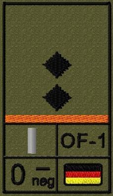 Bundeswehr Rangabzeichen Klett, Orange Litze, Blutgruppe, Oberleutnant