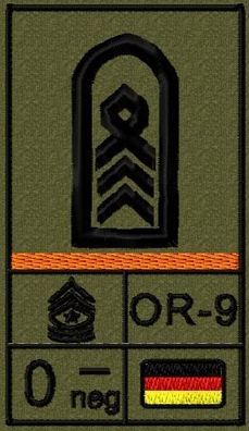 Bundeswehr Rangabzeichen Klett, Orange Litze, Blutgruppe, Oberstabsfeldwebel