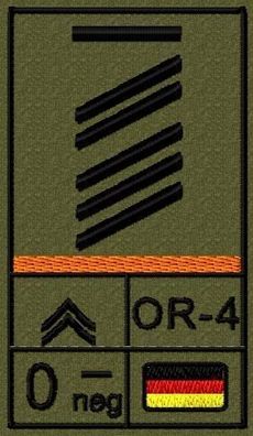 Bundeswehr Rangabzeichen Klett, Orange Litze, Blutgruppe, Oberstabsgefreiter UA