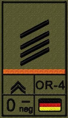 Bundeswehr Rangabzeichen Klett, Orange Litze, Blutgruppe, Stabsgefreiter