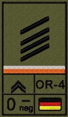 Bundeswehr Rangabzeichen Klett, Orange Litze, Blutgruppe, Stabsgefreiter OA