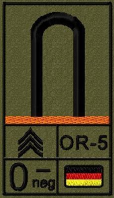 Bundeswehr Rangabzeichen Klett, Orange Litze, Blutgruppe, Unteroffizier