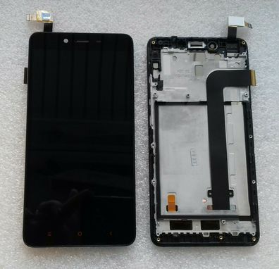 LCD Display Einheit Anzeige Touch Screen mit Rahmen Schwarz Xiaomi Redmi Note 2