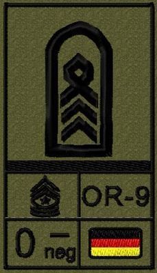 Bundeswehr Rangabzeichen Klett, Schwarze Litze, Blutgruppe, Oberstabsfeldwebel
