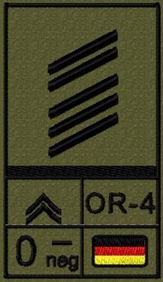 Bundeswehr Rangabzeichen Klett, Schwarze Litze, Blutgruppe, Oberstabsgefreiter