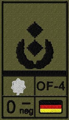 Bundeswehr Rangabzeichen Klett, Schwarze Litze, Blutgruppe, Oberstleutnant