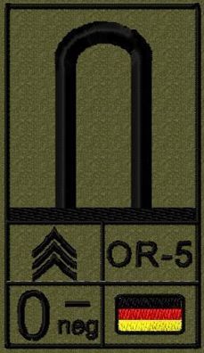 Bundeswehr Rangabzeichen Klett, Schwarze Litze, Blutgruppe, Unteroffizier