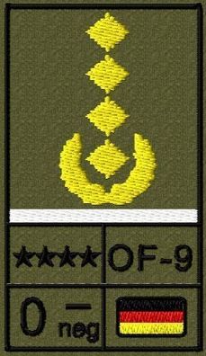 Bundeswehr Rangabzeichen Klett, Weiße Litze, Blutgruppe, General
