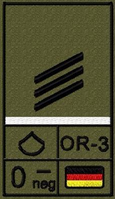 Bundeswehr Rangabzeichen Klett, Weiße Litze, Blutgruppe, Hauptgefreiter