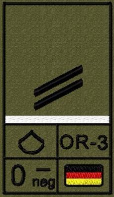 Bundeswehr Rangabzeichen Klett, Weiße Litze, Blutgruppe, Obergefreiter