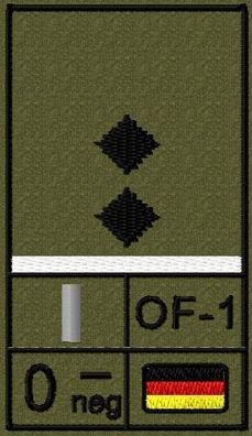 Bundeswehr Rangabzeichen Klett, Weiße Litze, Blutgruppe, Oberleutnant